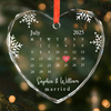 Custom Heart Glass Ornament - Personalized Anniversary Christmas Wedding Gifts For Husband And Wife, Him And Her - Married And Merry