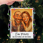 Custom Photo Funny Caricature Acrylic Ornament - Personalized Anniversary Christmas Wedding Gifts For Husband, Wife, Couple - Our Christmas Clause