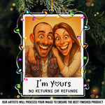 Custom Photo Funny Caricature Acrylic Ornament - Personalized Anniversary Christmas Wedding Gifts For Husband, Wife, Couple - Our Christmas Clause