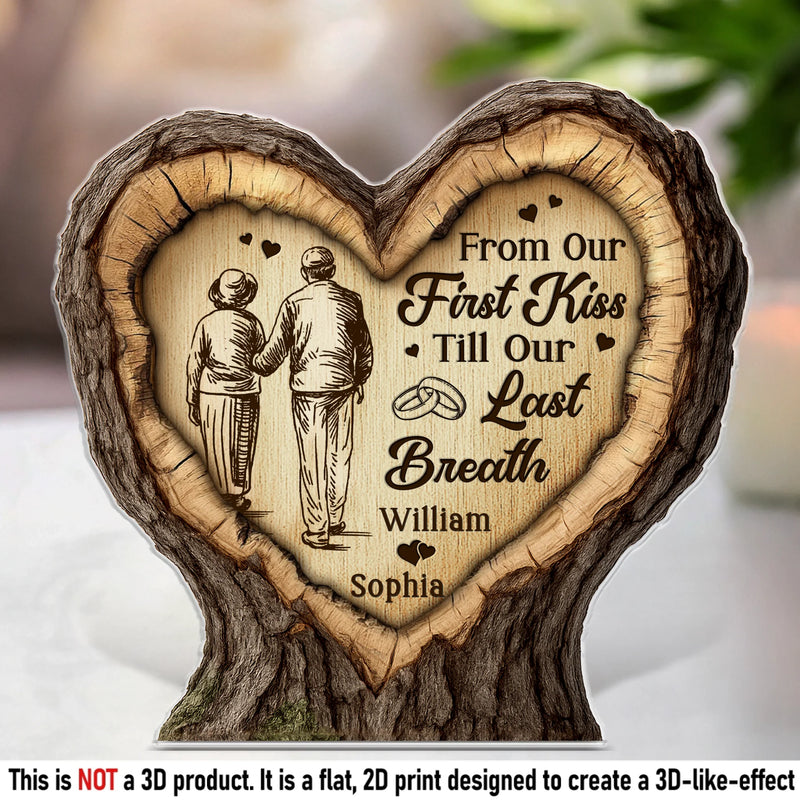 Custom Acrylic Plaque - Personalized Anniversary Wedding Gifts For Husband And Wife, Him And Her - Our Journey Begins With First Kiss