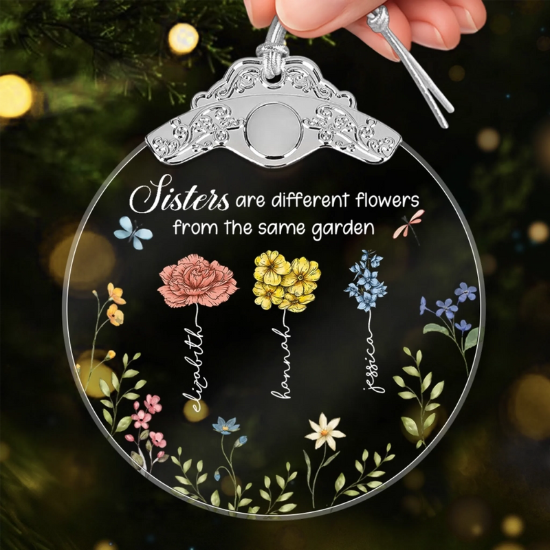 Custom Glass Ornament - Personalized Christmas Best Friend Birthday Gifts For Women, Besties, Sisters, BFF - Blooming Together