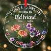Custom Circle Glass Ornament - Personalized Christmas Best Friend Birthday Gifts For Women, Besties, Sisters, BFF - Friendship In Full Bloom