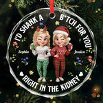 Custom Circle Glass Ornament - Personalized Christmas Best Friend Birthday Gifts For Best Friends, BFF, Sisters - Chaos Queens Forever