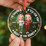 Custom Circle Glass Ornament - Personalized Christmas Best Friend Birthday Gifts For Best Friends, BFF, Sisters - Chaos Queens Forever