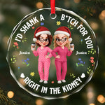 Custom Circle Glass Ornament - Personalized Christmas Best Friend Birthday Gifts For Best Friends, BFF, Sisters - Chaos Queens Forever