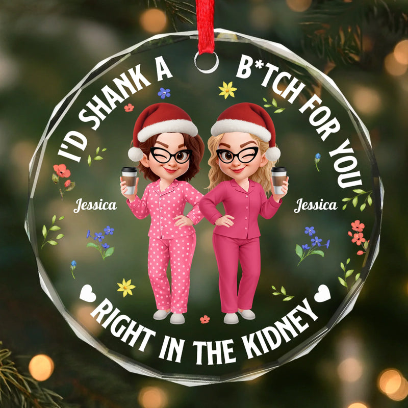 Custom Circle Glass Ornament - Personalized Christmas Best Friend Birthday Gifts For Best Friends, BFF, Sisters - Chaos Queens Forever