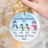 Custom Ceramic Ornament - Personalized Christmas Birthday Gifts For Mom, Dad, Kids - Our Frosty Family