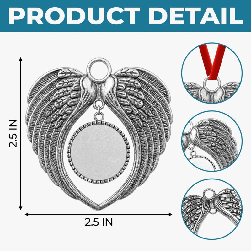 Custom Photo Metal Angel Wings Ornament - Personalized Memorial Sympathy Gifts For Loss Of Mom, Dad - Always Loved, Never Forgotten