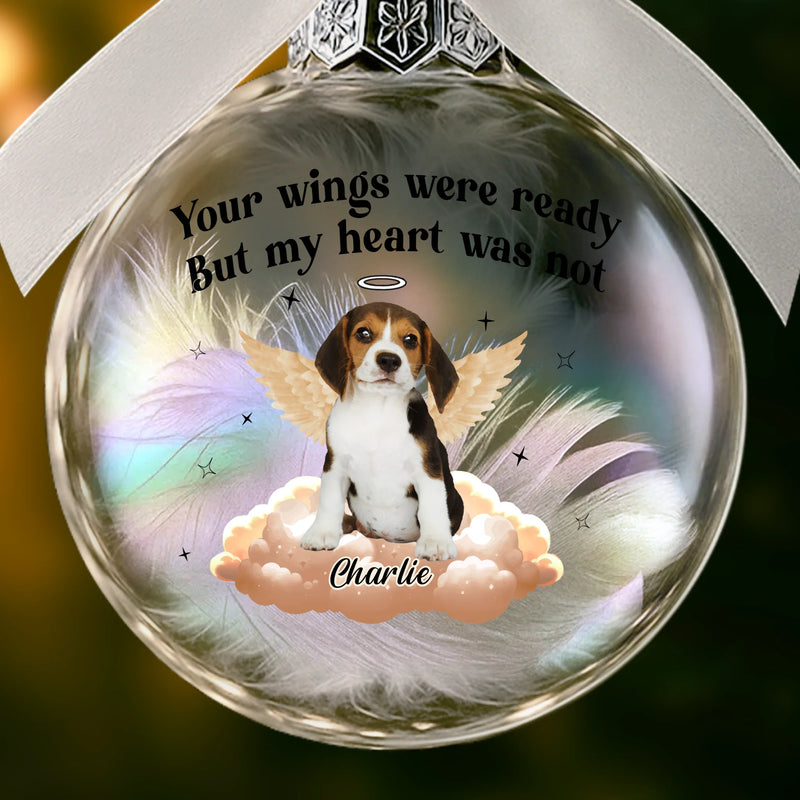 Custom Photo Ornament Ball - Personalized Pet Memorial Sympathy Gifts For Dogs, Cats - Angel Paws Watching Over Me