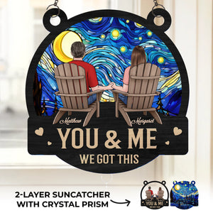 Custom Wood And Acrylic Suncatcher With Crystal Prism - Personalized Anniversary Wedding Gifts For Husband And Wife, Him And Her - Sunset Is Sweeter With You