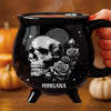Custom 12oz Ceramic Cauldron Coffee Mug - Personalized Halloween Witchy Gifts For Besties, Sisters, BFF, Family, Yourself - Roses And Skulls,  Beauty In The Shadows