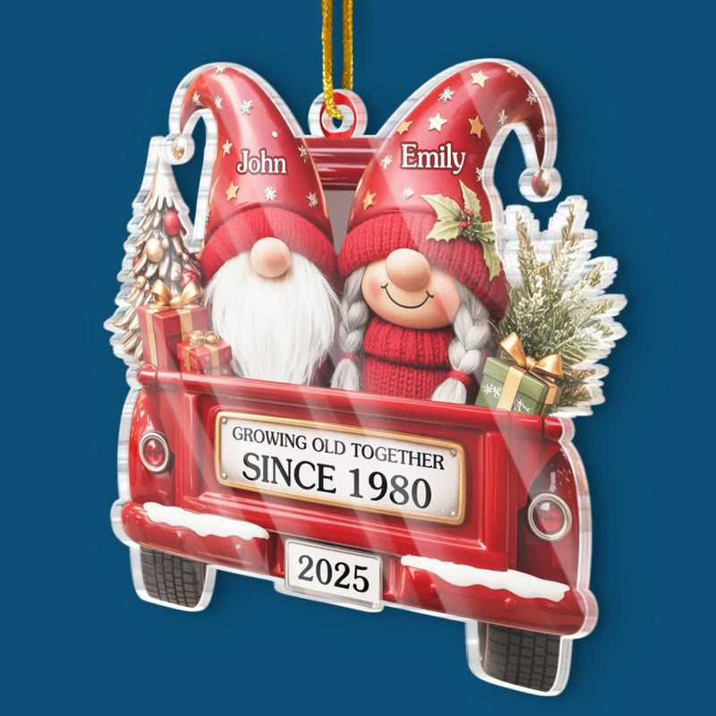 Custom Acrylic Ornament - Personalized Anniversary Christmas Wedding Gifts For Husband And Wife, Him And Her - Growing Old, Staying Merry