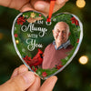 Custom Photo Heart Glass Ornament - Personalized Christmas Memorial Sympathy Gifts For Loss Of Mom, Dad - You’re Still My Guiding Star