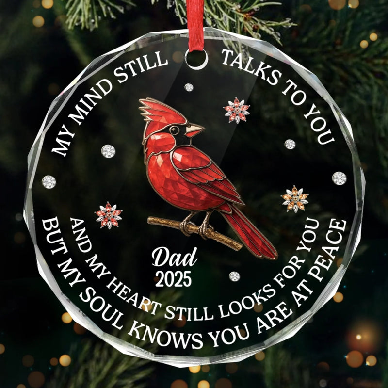 Custom Circle Glass Ornament - Personalized Christmas Memorial Sympathy Gifts For Loss Of Mom, Dad - In Every Season, You’re Here