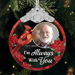 Custom Photo Glass Ornament - Personalized Christmas Memorial Sympathy Gifts For Loss Of Mom, Dad - No Distance Between Our Hearts