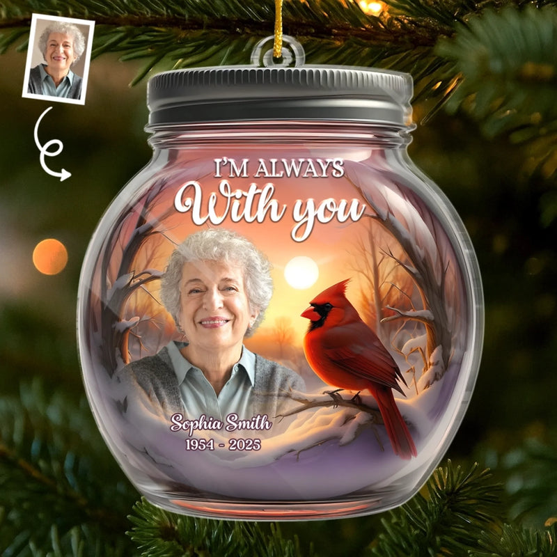 Custom Photo Acrylic Ornament - Personalized Christmas Memorial Sympathy Gifts For Loss Of Mom, Dad - With Me Forevermore