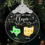 Custom Glass Ornament - Personalized Christmas Birthday Gifts For Mom, Dad, Kids - Distance Means Nothing Between Us