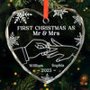 Custom Heart Glass Ornament - Personalized Anniversary Christmas Wedding Gifts For Husband And Wife, Him And Her - Two Pieces, One Heart