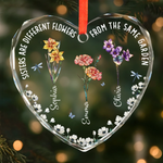 Custom Heart Glass Ornament - Personalized Christmas Best Friend Birthday Gifts For Sisters, BFF, Best Friends - No Miles Can Keep Us Apart
