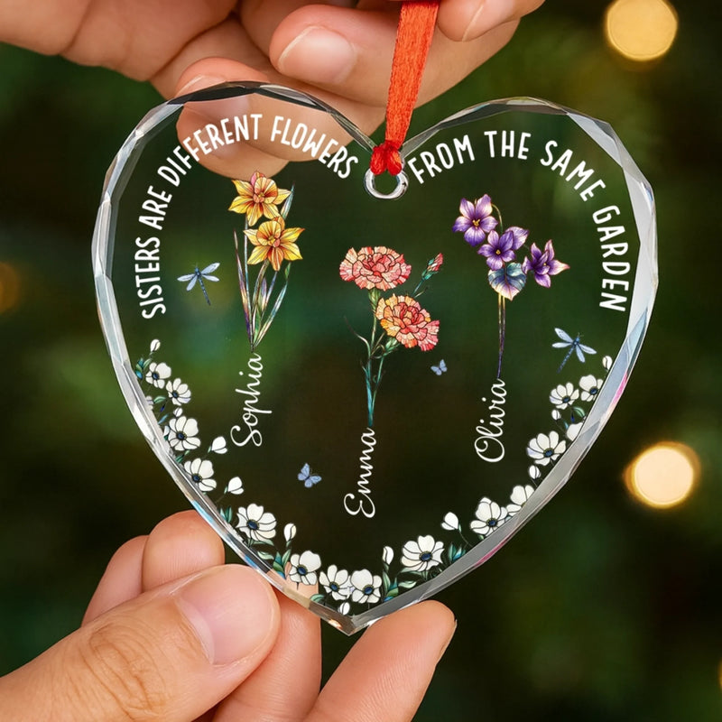 Custom Heart Glass Ornament - Personalized Christmas Best Friend Birthday Gifts For Sisters, BFF, Best Friends - No Miles Can Keep Us Apart