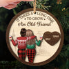 Custom Double Layer Wooden Ornament - Personalized Best Friend Christmas Birthday Gifts For Women, Besties, Sisters, BFF - Trouble Looks Better With You