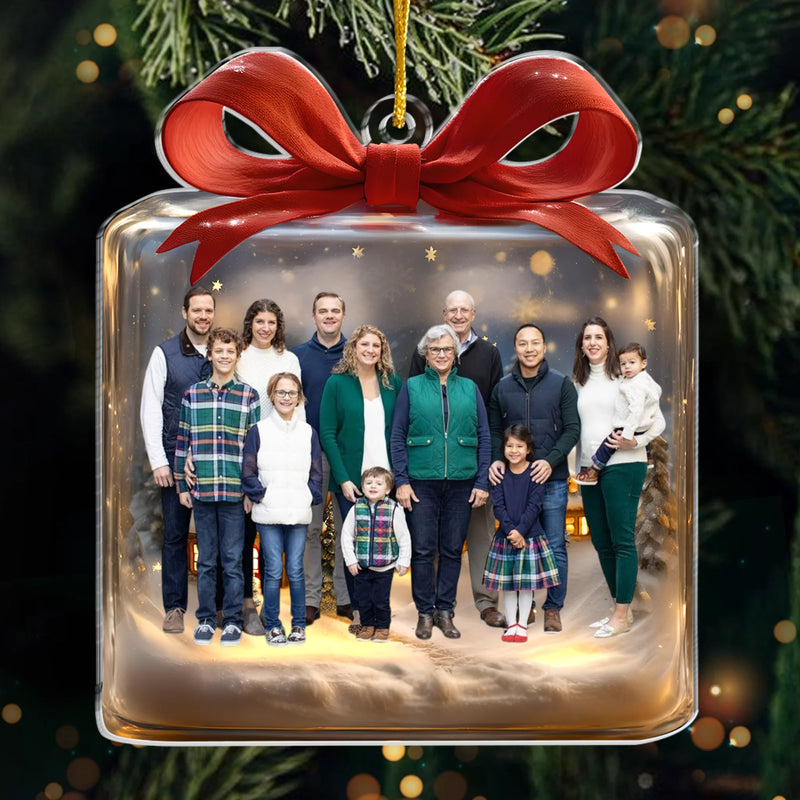 Custom Photo Acrylic Ornament - Personalized Christmas Birthday Gifts For Mom, Dad, Kids - Golden Nights, Family Lights