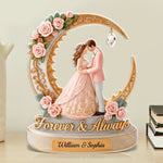 Custom Acrylic Plaque - Personalized Anniversary Wedding Gifts For Husband And Wife, Him And Her - Kissing Under The Moonlight