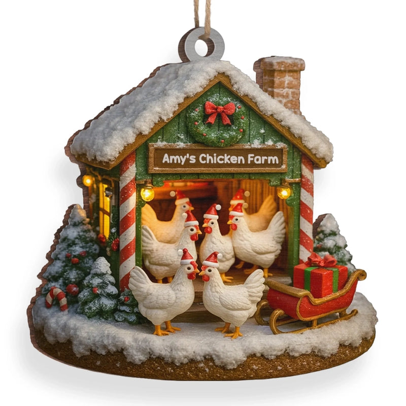 Custom Wood Ornament - Personalized Christmas Birthday Gifts For Chicken Lovers, Farmers - Merry Chickmas