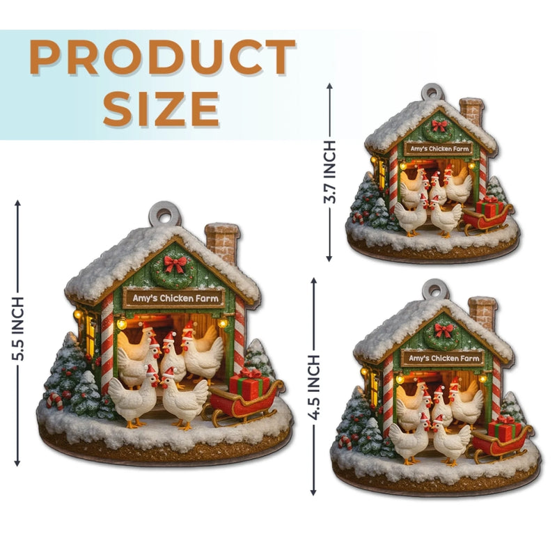 Custom Wood Ornament - Personalized Christmas Birthday Gifts For Chicken Lovers, Farmers - Merry Chickmas