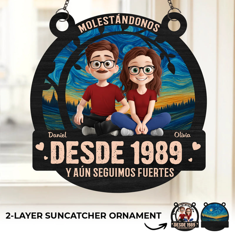 Adorno Colgante de Ventana Personalizado - Regalos Personalizados de Aniversario y Boda para Esposo y Esposa, Él y Ella - Molestándonos Desde
