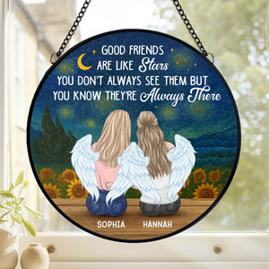 Custom Stained Glass Window Hanging Suncatcher - Personalized Best Friend Birthday Gifts For Women, Besties, Sisters, BFF - Together Is My Favorite Place