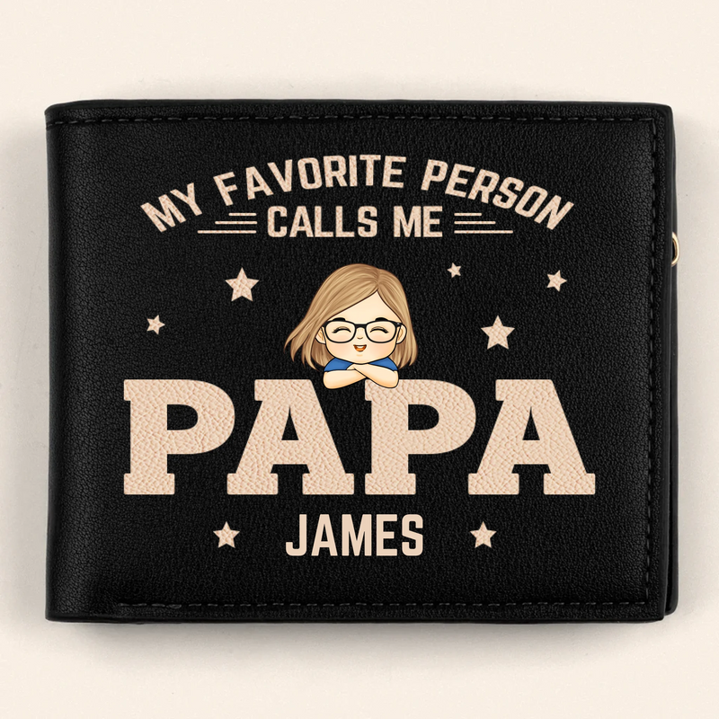 Custom Double-Sided Printed Leather Wallet - Personalized Father's Day Birthday Gifts For Dad - My Favorite People Call Me Papa
