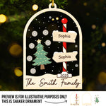 Custom 3 Layers Shaker Ornament - Personalized Christmas Birthday Gifts For Mom, Dad, Kids - Our Family Tree Shines Bright
