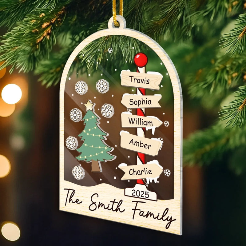 Custom 3 Layers Shaker Ornament - Personalized Christmas Birthday Gifts For Mom, Dad, Kids - Our Family Tree Shines Bright