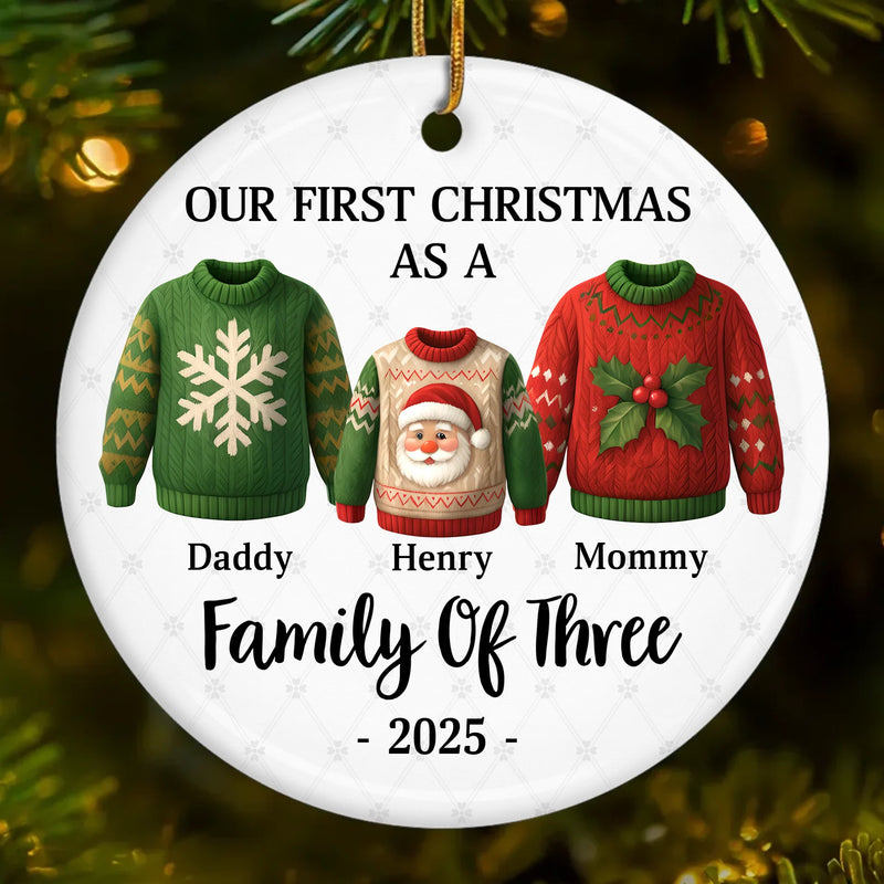 Custom Ceramic Ornament - Personalized Christmas Birthday Gifts For Mom, Dad, Kids - Our First Christmas Together