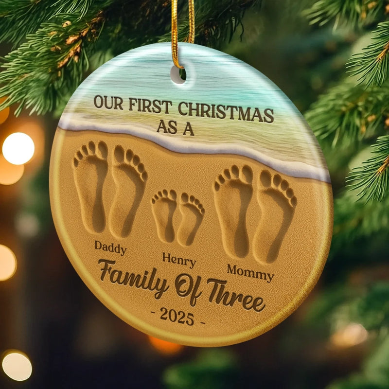 Custom Ceramic Ornament - Personalized Christmas Birthday Gifts For Mom, Dad, Kids - Our Christmas Journey Begins