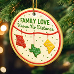 Custom Long Distance Ceramic Ornament - Personalized Christmas Birthday Gifts For Mom, Dad, Kids - No Matter The Map, Love Connects Us
