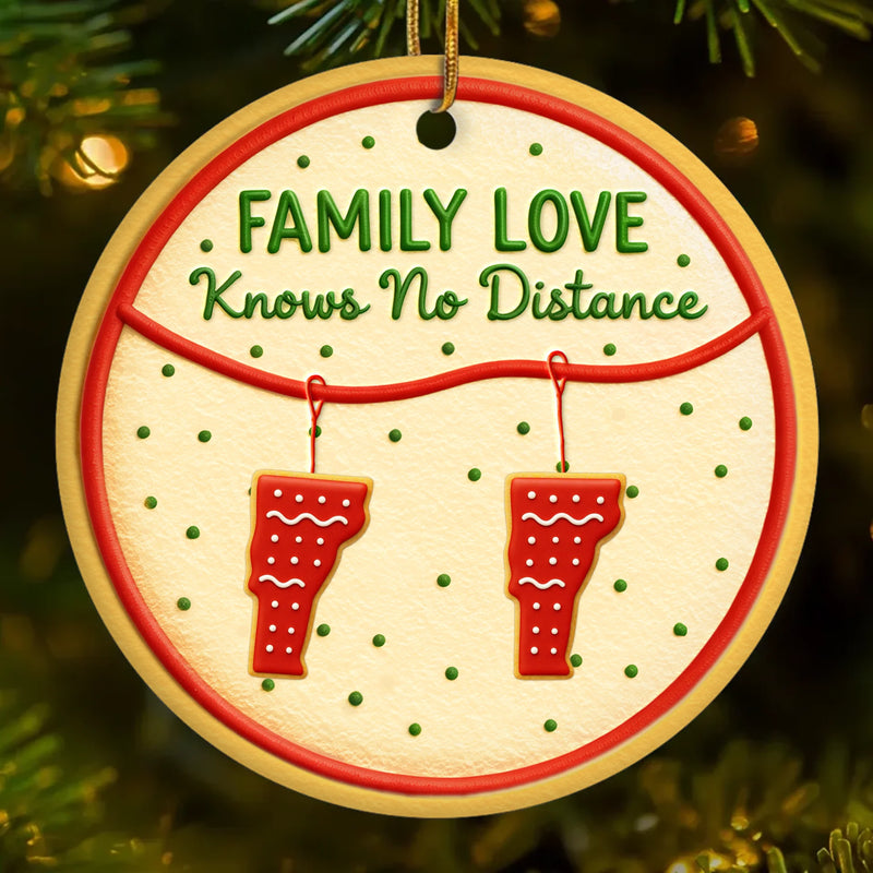 Custom Long Distance Ceramic Ornament - Personalized Christmas Birthday Gifts For Mom, Dad, Kids - No Matter The Map, Love Connects Us