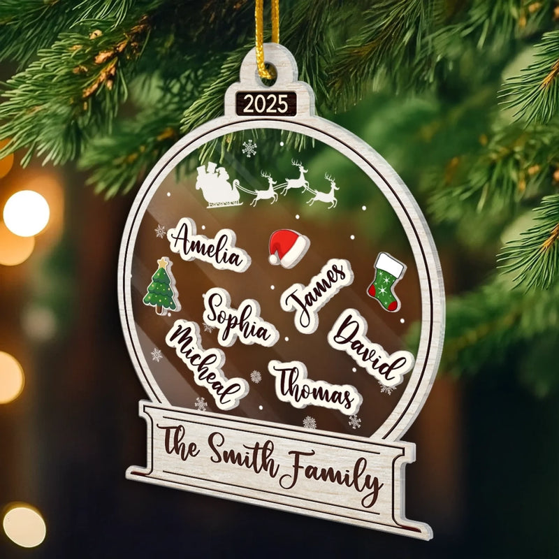 Custom 3 Layers Shaker Ornament - Personalized Christmas Birthday Gifts For Mom, Dad, Kids - From Our Hearts To Our Tree