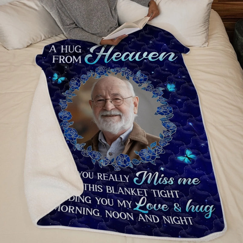 Custom Photo Blanket - Personalized Christmas Memorial Sympathy Gifts For Loss Of Mom, Dad - Love Never Ends, Only Grows Stronger
