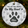 Custom Ceramic Ornament - Personalized Pet Christmas Memorial Sympathy Gifts For Dogs, Cats - Love Leaves Paw Prints