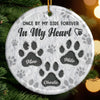 Custom Ceramic Ornament - Personalized Pet Christmas Memorial Sympathy Gifts For Dogs, Cats - Love Leaves Paw Prints