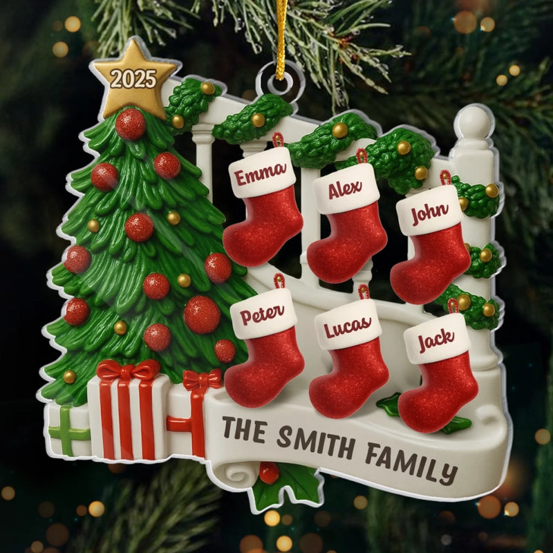 Custom Acrylic Ornament - Personalized Christmas Birthday Gifts For Mom, Dad, Kids - A Family Stitched By Love