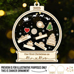 Custom 3 Layers Shaker Ornament - Personalized Anniversary Christmas Wedding Gifts For Husband And Wife, Him And Her - Newlyweds Under The Mistletoe