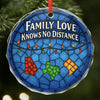 Custom Long Distance Circle Glass Ornament - Personalized Christmas Birthday Gifts For Mom, Dad, Kids - Family Love, Across Every State