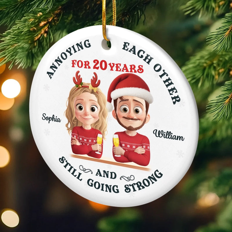 Custom Ceramic Ornament - Personalized Anniversary Christmas Wedding Gifts For Husband And Wife, Him And Her - A Love Story With Punchlines
