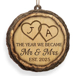 Custom Wood Ornament - Personalized Anniversary Christmas Wedding Gifts For Husband And Wife, Him And Her - Mr And Mrs Forevermore