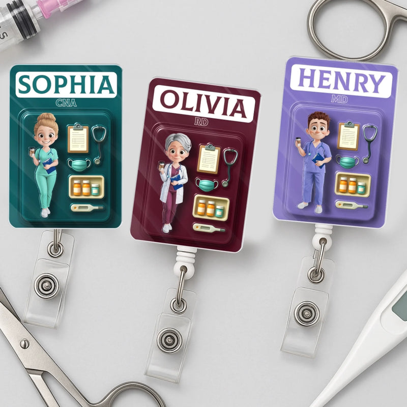 Custom Acrylic Badge Reel - Personalized Birthday Gifts For Nurse - Healthcare Hero On Duty