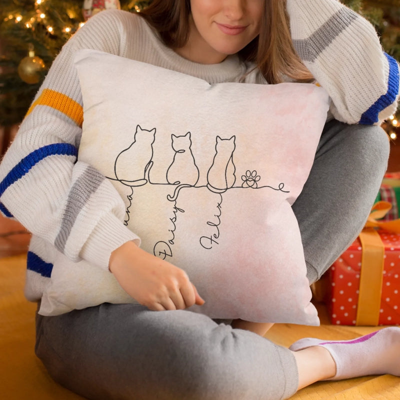 Custom Pillow - Personalized Pet Memorial Sympathy Gifts For Cats - Minimalist Cats, Maximal love
