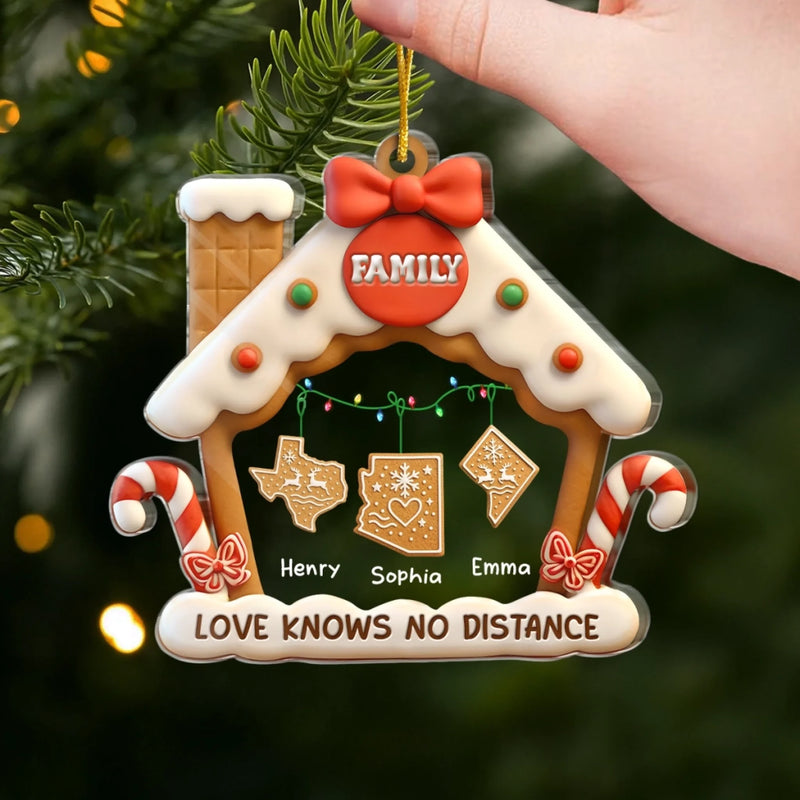 Custom Long Distance Acrylic Ornament - Personalized Christmas Birthday Gifts For Mom, Dad, Kids - Always Together, No Matter Where